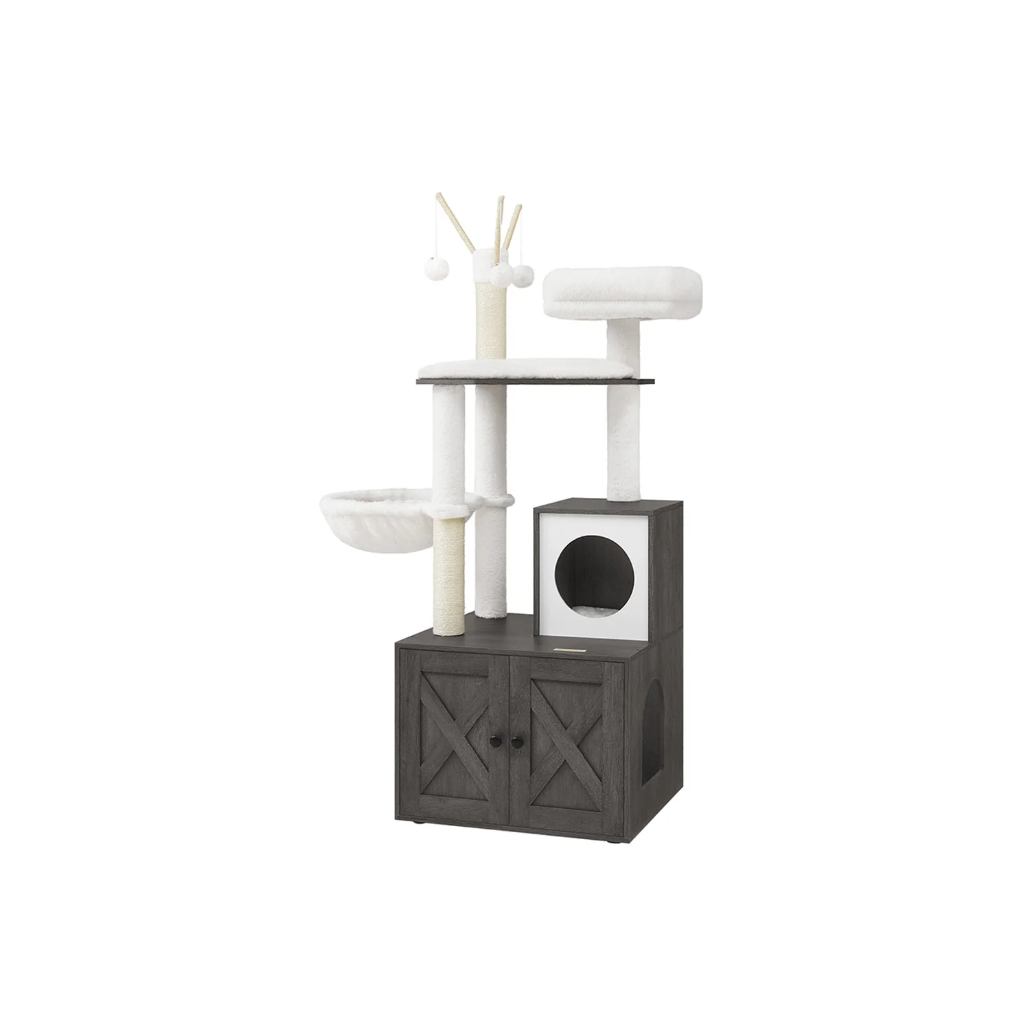 2-in-1 Krabpaal met Kattenbakombouw – Alles-in-één Oplossing – 140 cm Hoog - Image 3