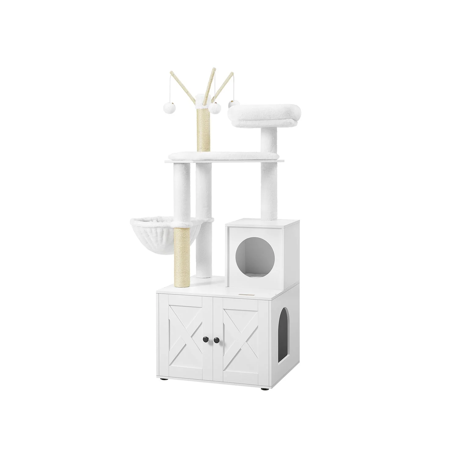 2-in-1 Krabpaal met Kattenbakombouw – Alles-in-één Oplossing – 140 cm Hoog - Image 4