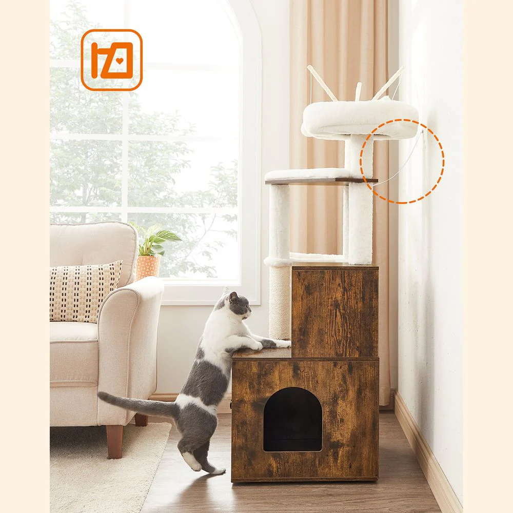 2-in-1 Krabpaal met Kattenbakombouw – Alles-in-één Oplossing – 140 cm Hoog - Image 5