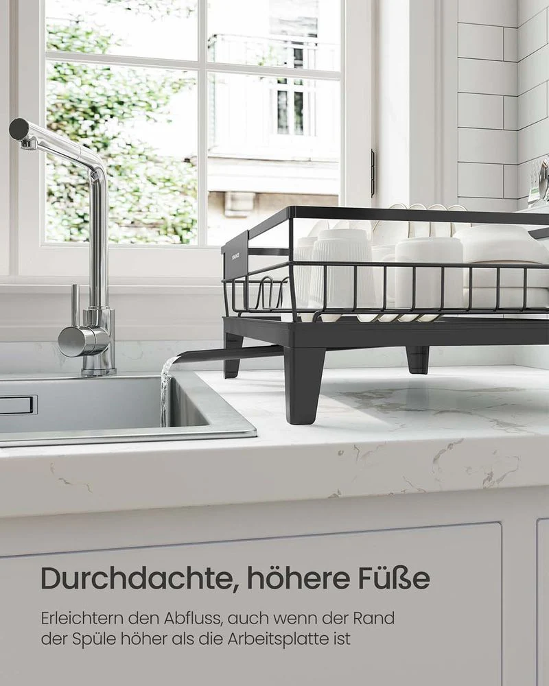 Afdruiprek met Bestekhouder – 31 x 42 cm – Roestbestendig – 360° Draaibare Waterafvoer - Image 7