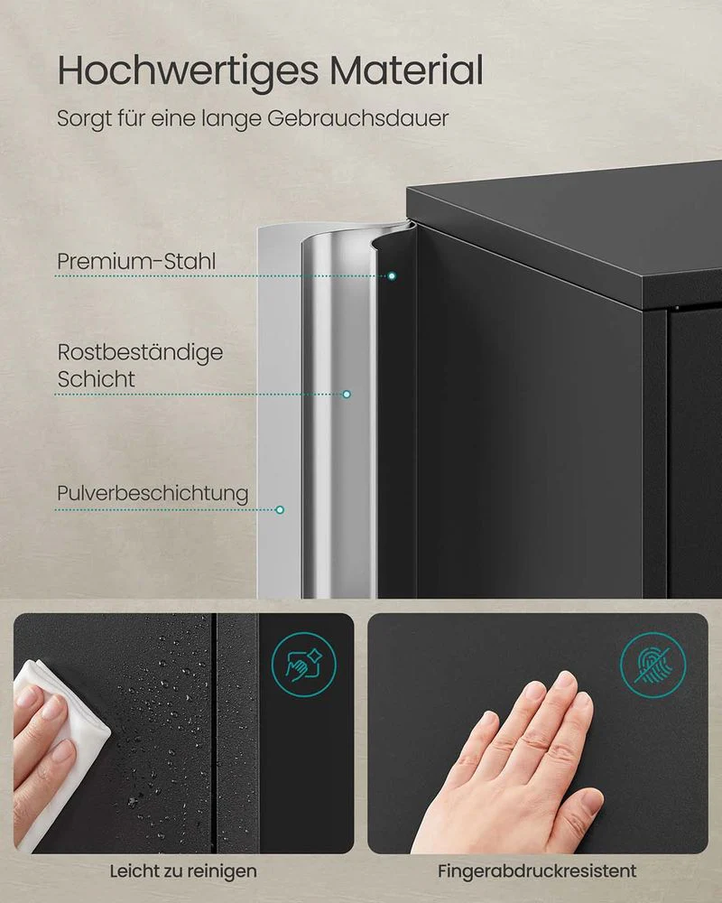 Archiefkast Metaal – 180 cm Hoog – 5 Niveaus met Deuren – Verstelbare Planken & Slot – Tot 125 kg Draagvermogen - Image 7