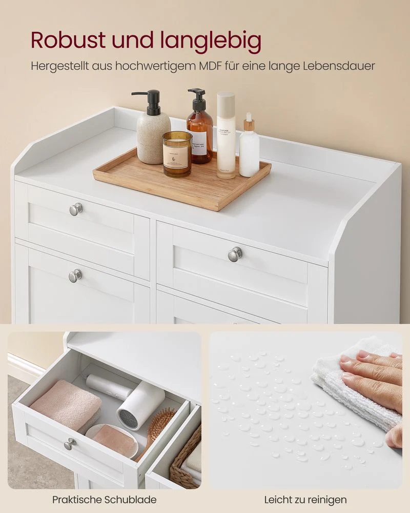 Badkamerkast met Wasmanden – 2-in-1 Opbergsysteem – Kantelbaar – 80 cm Breed - Image 4