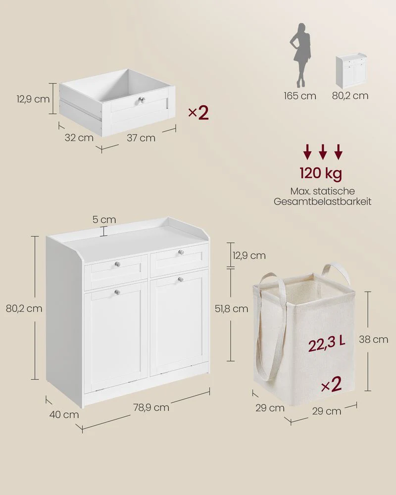 Badkamerkast met Wasmanden – 2-in-1 Opbergsysteem – Kantelbaar – 80 cm Breed - Image 6
