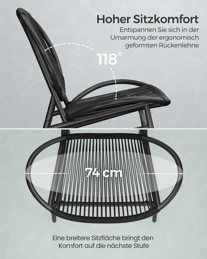 Balkonmeubelset - Set van 3 met tafel en 2 stoelen - Balkonset - Tuinset - Image 11
