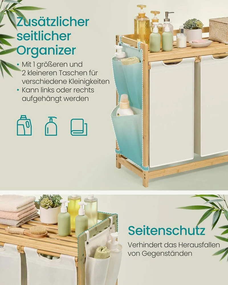 Bamboe Wasmand met 3 Vakken - 150 Liter - Image 5