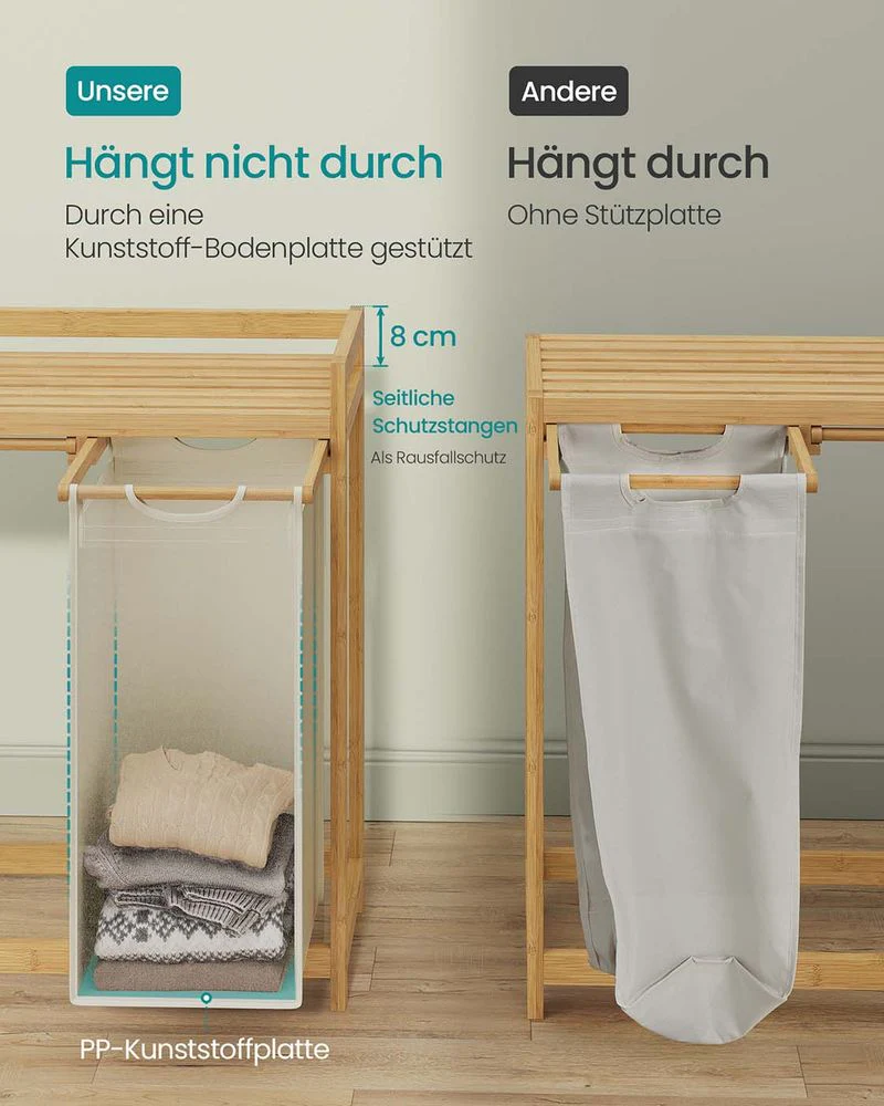 Bamboe Wasmand met 3 Vakken - 150 Liter - Image 6