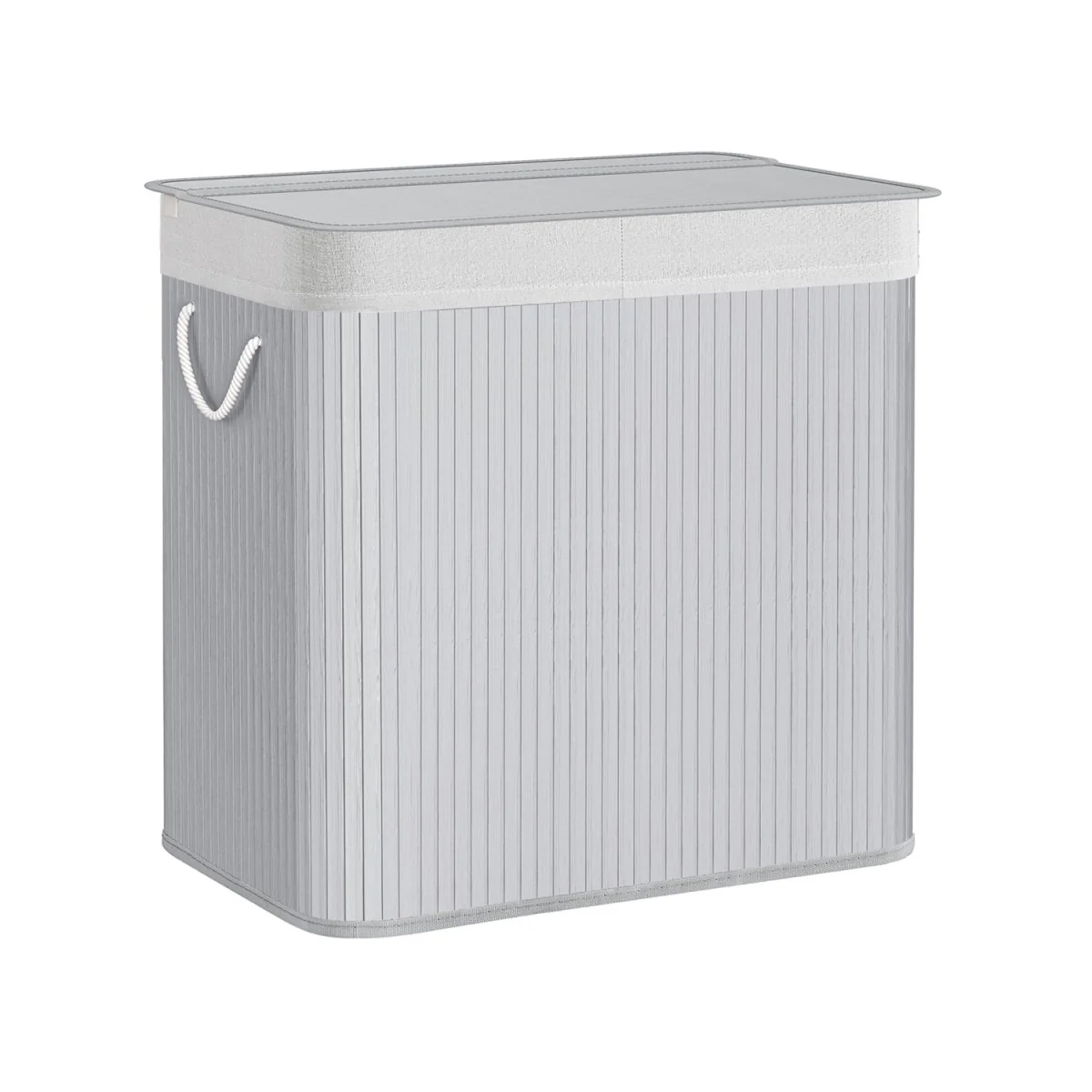 Bamboe Wasmand met Deksel en 3 Vakken - 150 Liter - Image 3