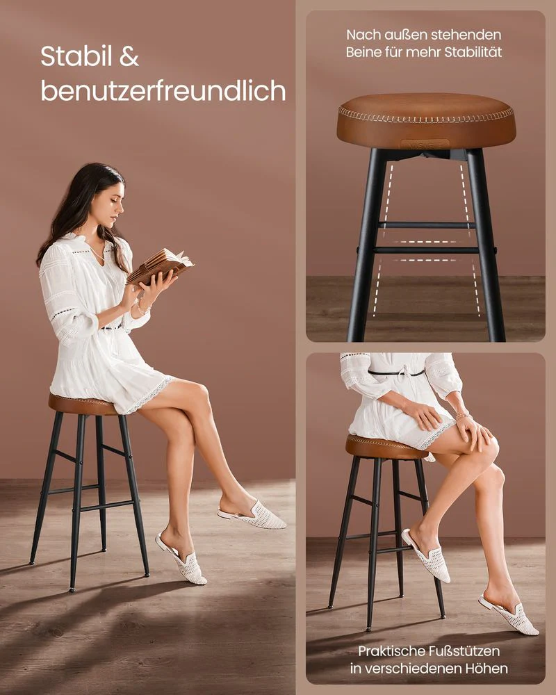 Set van 2 Barkrukken - Luxe Keukenstoelen - Verstelbare Poten - Image 10