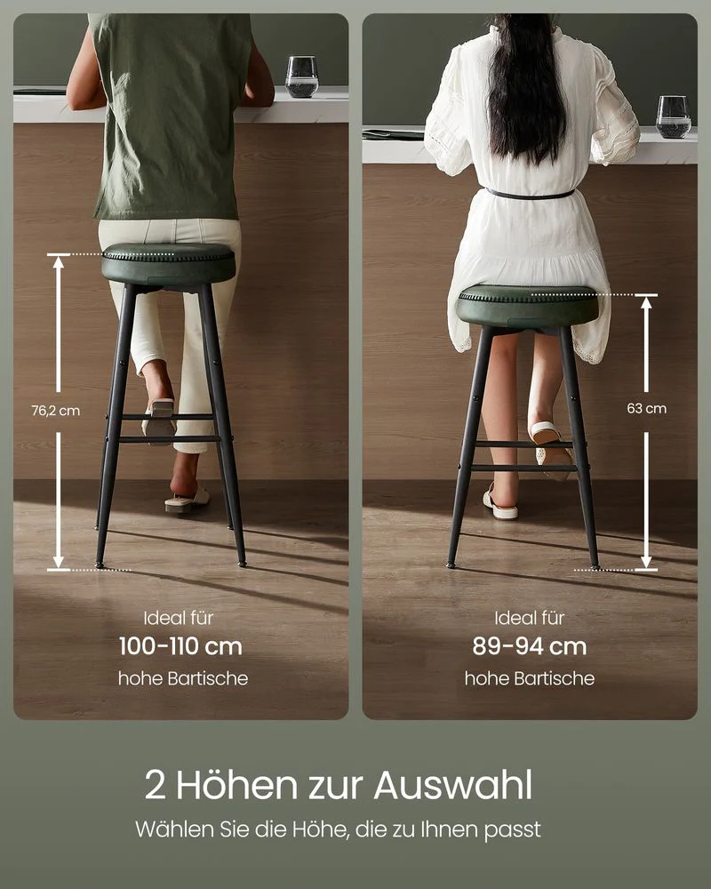 Set van 2 Barkrukken - Luxe Keukenstoelen - Verstelbare Poten - Image 5