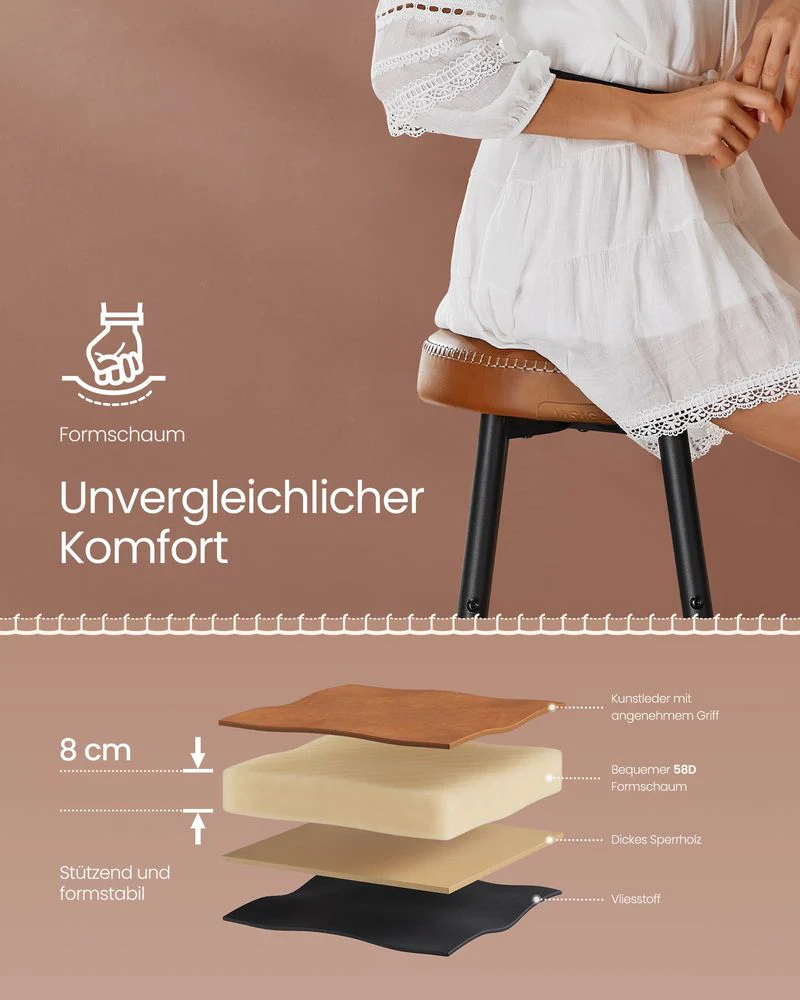 Set van 2 Barkrukken - Luxe Keukenstoelen - Verstelbare Poten - Image 9