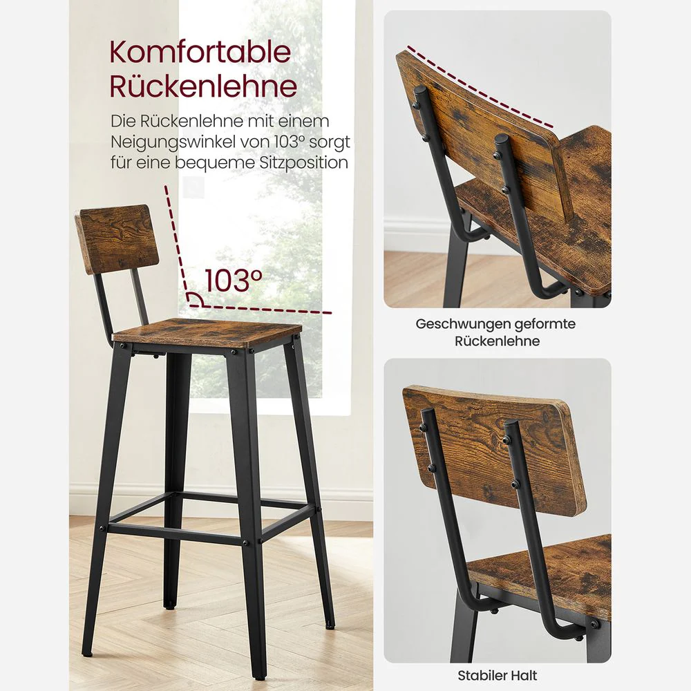 Barkrukken met Rugleuning - Set van 2 of 4 - Image 9