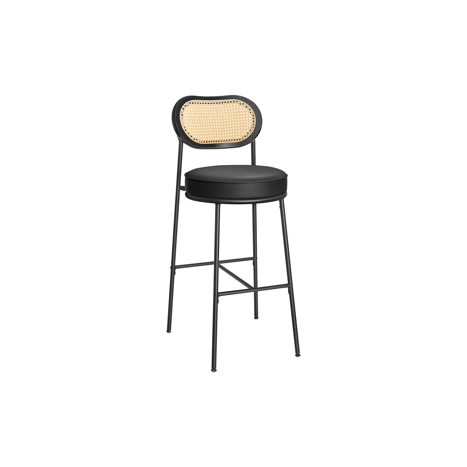 Barkrukken Set van 2 – BOHO Chic met Rotanlook Rugleuning – Hoog Zitcomfort – Voor Keuken, Bar of Eiland - Image 2