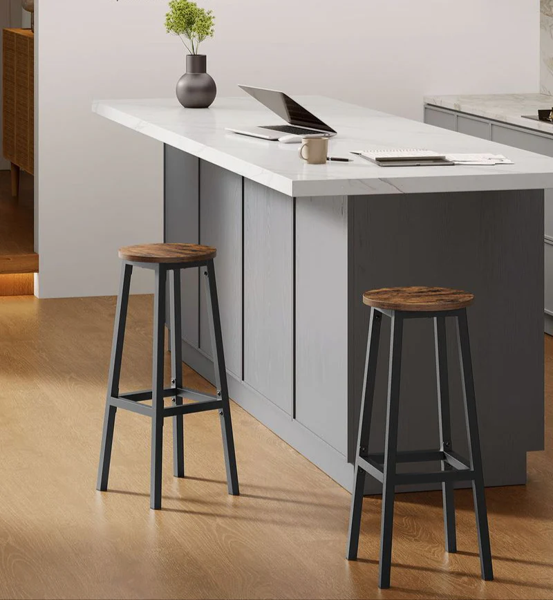 Barkrukken Set van 2 – Vintage Bruin-Zwart – Met Voetensteun – 74 cm Hoog – Industrieel Design – Tot 110 kg Draagvermogen - Image 2