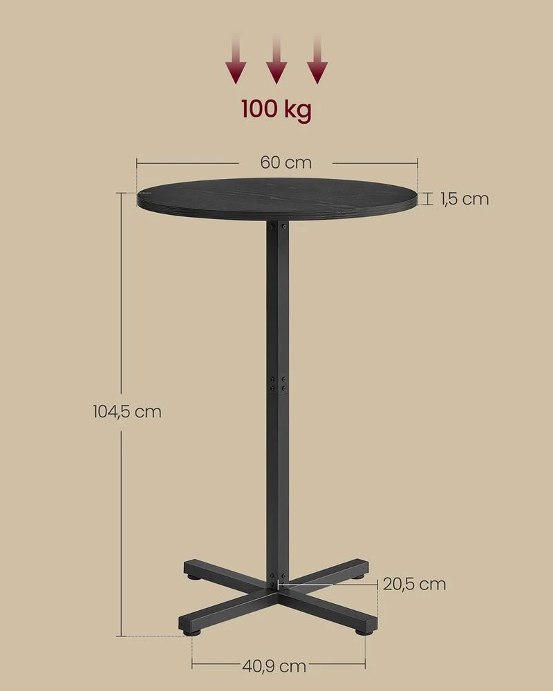 Bartafel 60 x 60 cm – Modern Design – Stabiel & Ruimtebesparend – Voor 2-3 Personen - Image 7