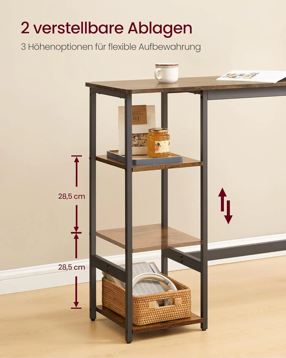 Bartafel Met 2 Barkrukken – Eetkamerset Met Opbergrek – Industrieel Ontwerp – Compact En Stevig Ontwerp - Image 3