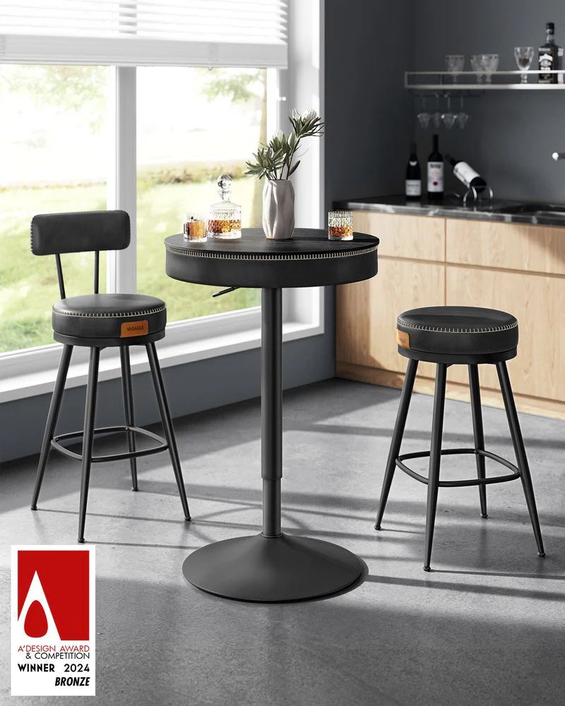 Bartafel met Opbergruimte - Hoogte Verstelbaar (83-105 cm) - Ronde Design Tafel - Image 3