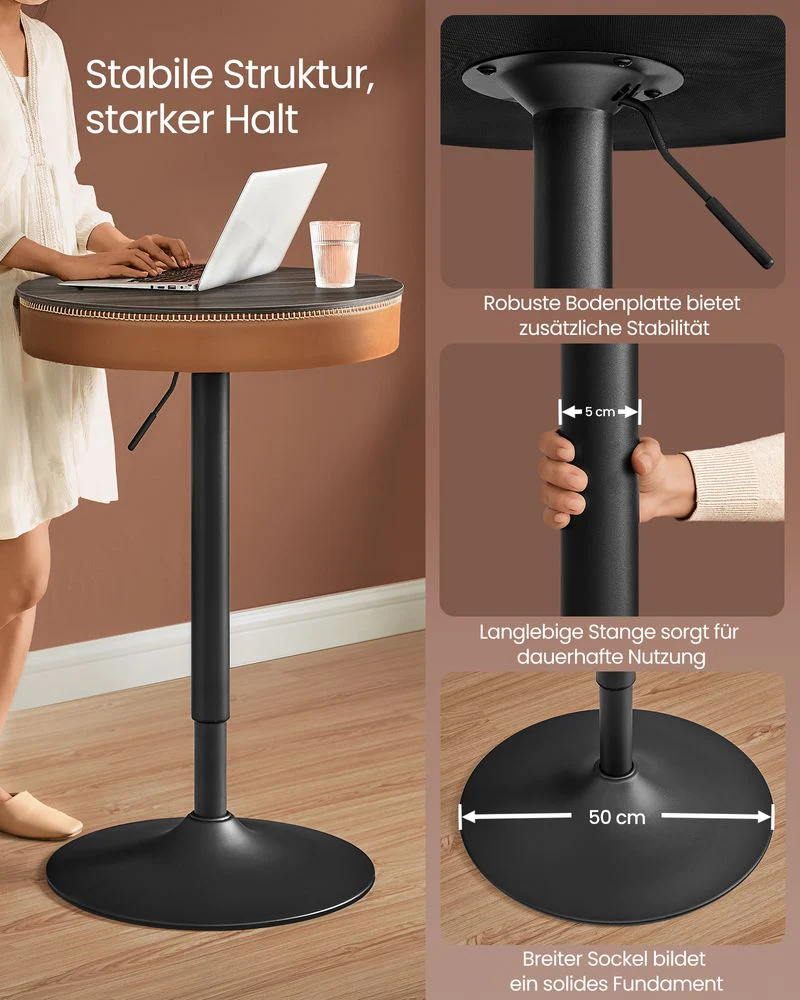 Bartafel met Opbergruimte - Hoogte Verstelbaar (83-105 cm) - Ronde Design Tafel - Image 4
