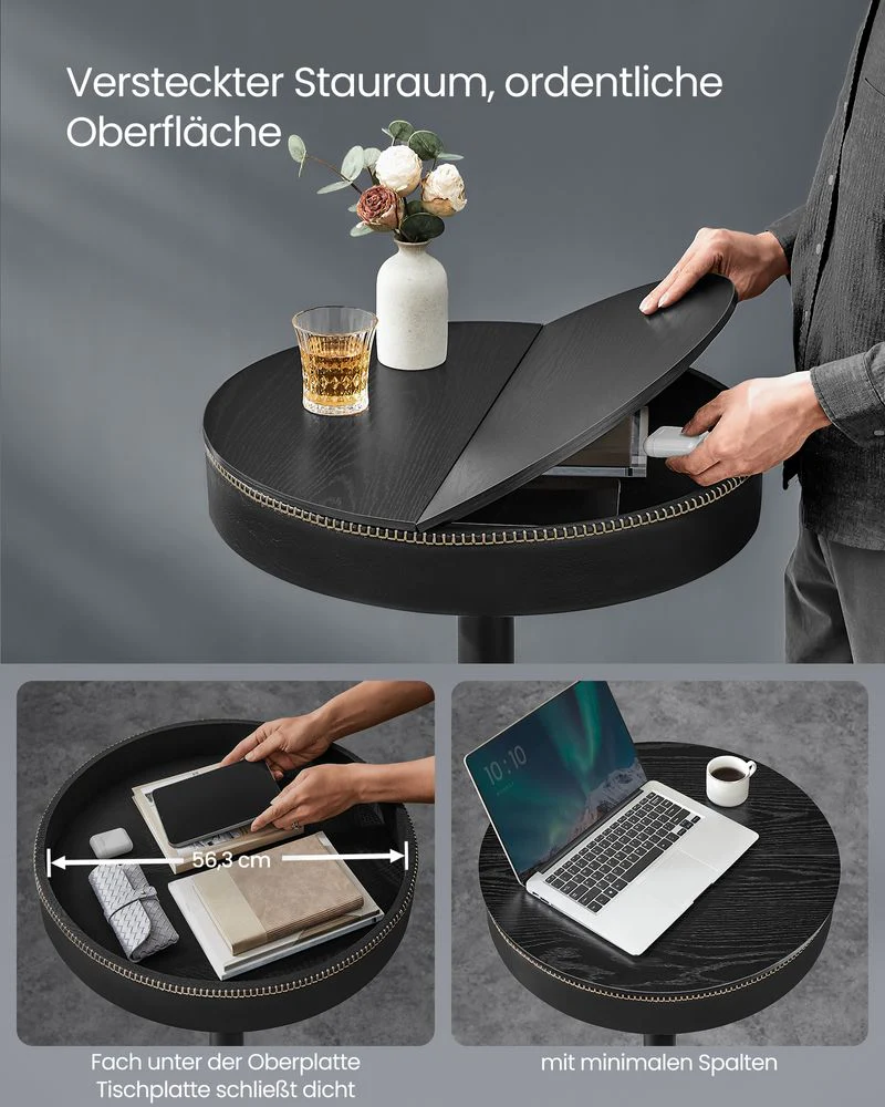 Bartafel met Opbergruimte - Hoogte Verstelbaar (83-105 cm) - Ronde Design Tafel - Image 5