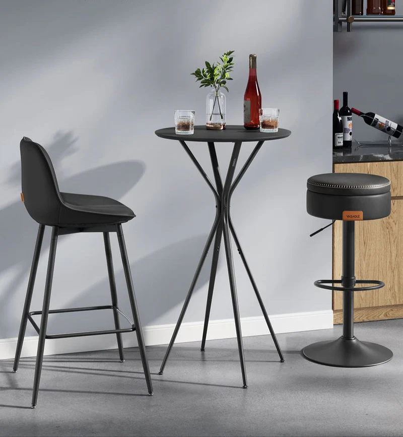 Bartafel Zwart met X-Poten – 60 x 60 x 105 cm – Metalen Frame – MDF Tafelblad – Tot 50 kg Draagvermogen - Image 3