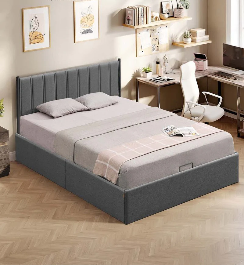 Bedframe met Opbergruimte – Donkergrijs – Met Comfortabel Hoofdbord en Hydraulisch Systeem - Image 4