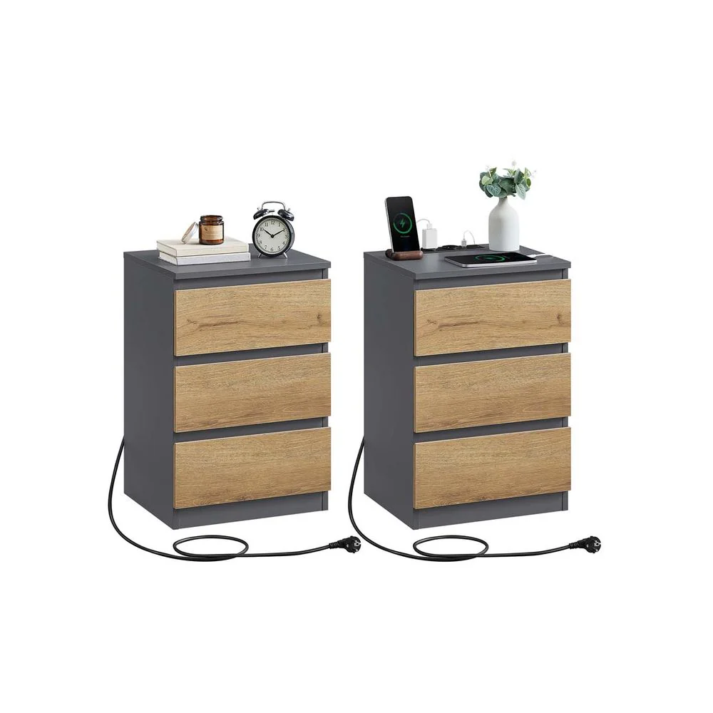 Bijzettafel met Oplaadstation - Nachtkastje met USB-aansluiting - Kastje met Stopcontact - Image 12
