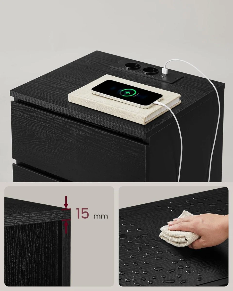 Bijzettafel met Oplaadstation - Nachtkastje met USB-aansluiting - Kastje met Stopcontact - Image 5