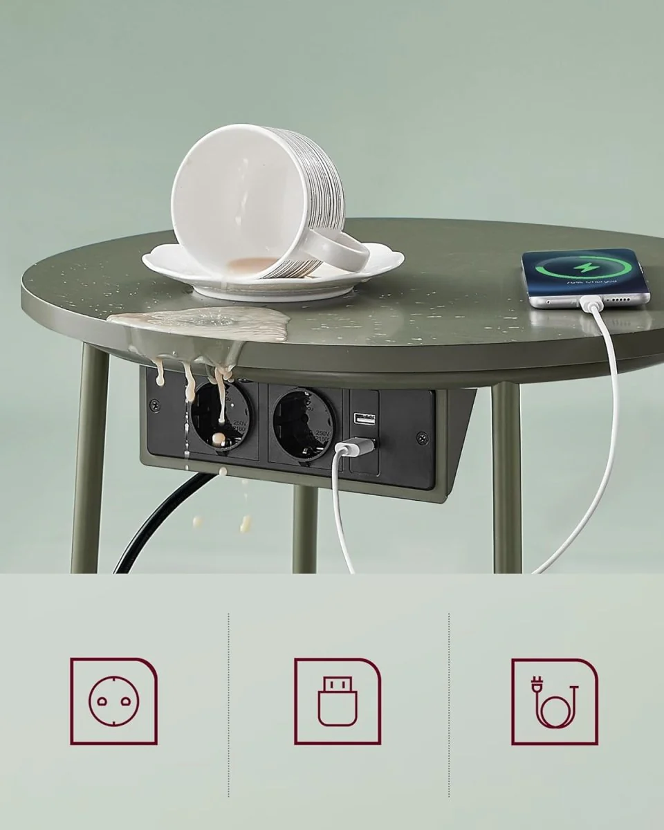 Bijzettafel met Stopcontact & USB-aansluiting - met Mandje - Modern tafeltje - Image 3
