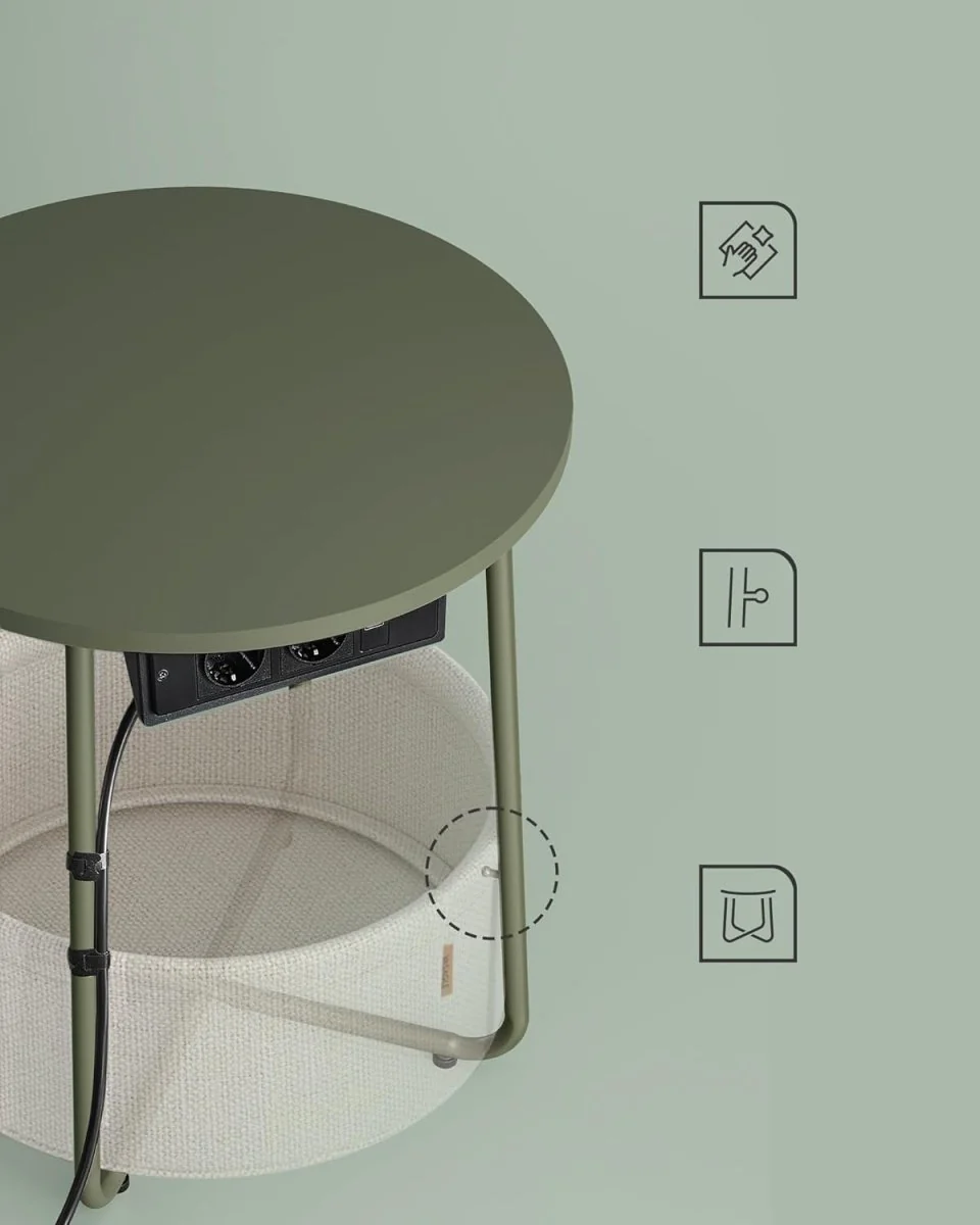 Bijzettafel met Stopcontact & USB-aansluiting - met Mandje - Modern tafeltje - Image 5