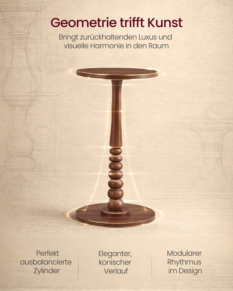 Bijzettafel Rond – Compact Design – Massief Houten Onderstel – Voor Woonkamer Of Slaapkamer - Image 5