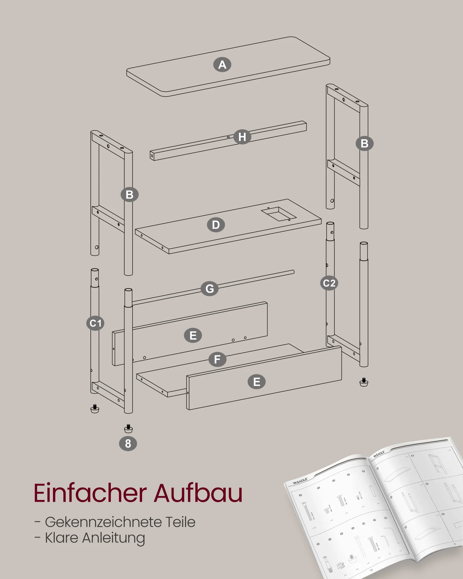 Bijzettafel – Smal – 3 Planken – Oplaadfunctie - Image 7