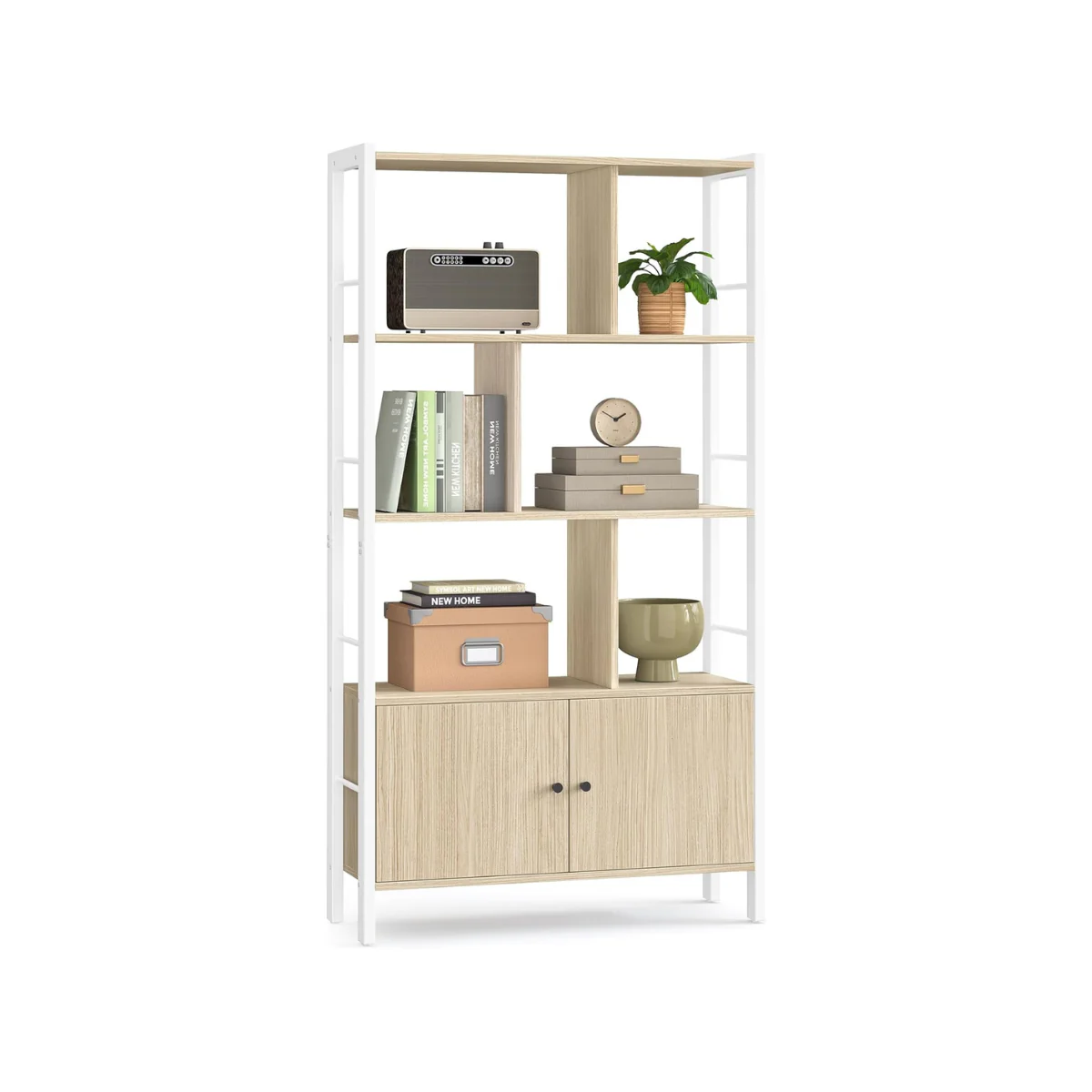 Boekenkast – Industriële Stijl – Modern Design – 4 Planken En Kast Met Deuren – 154,5 cm Hoog