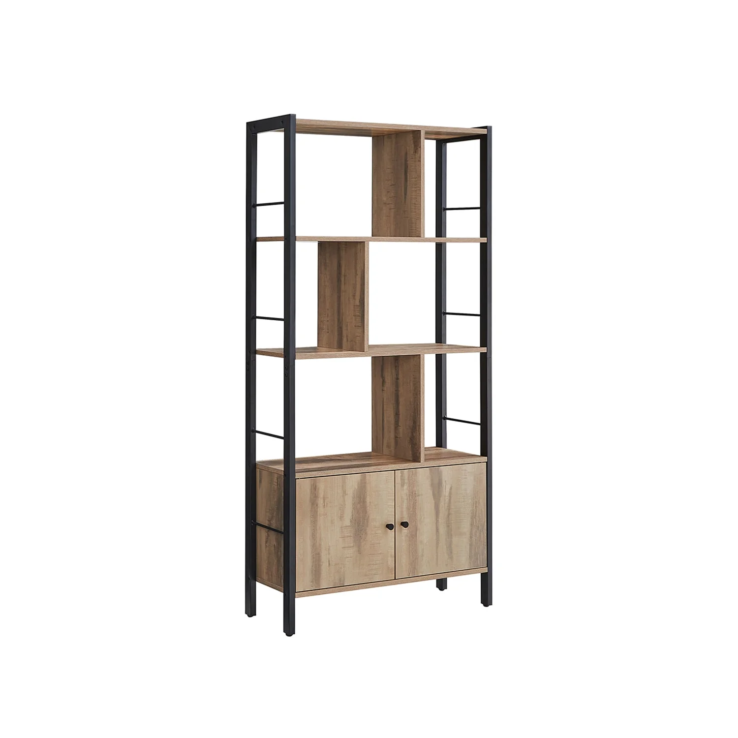 Boekenkast – Industriële Stijl – Modern Design – 4 Planken En Kast Met Deuren – 154,5 cm Hoog - Image 3
