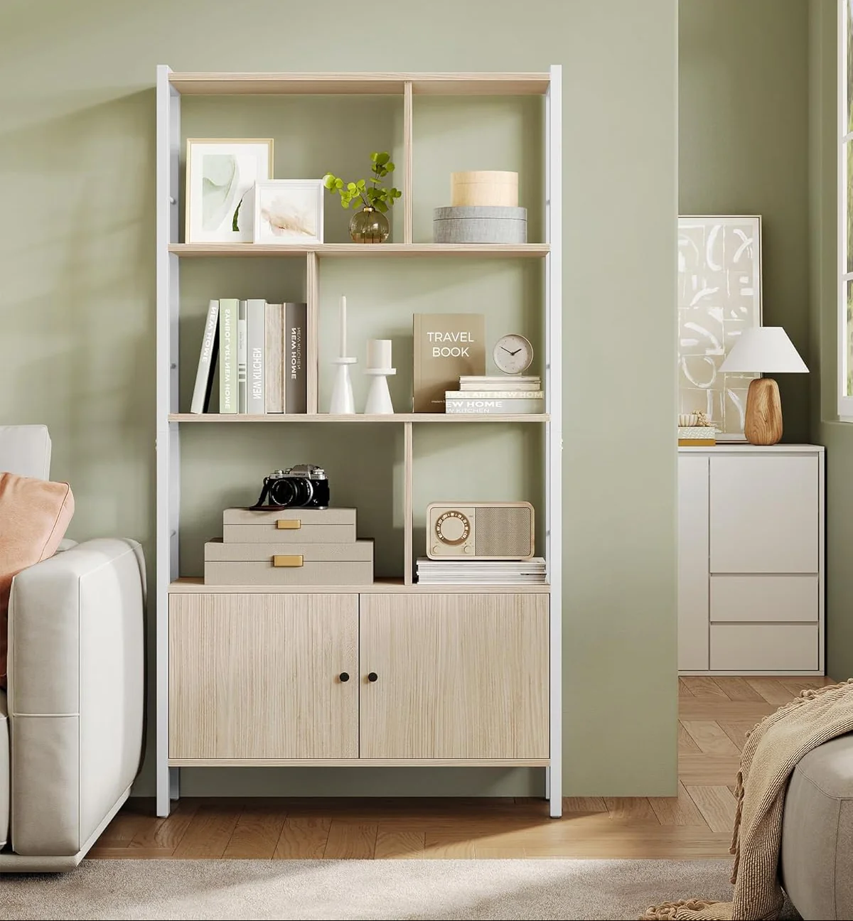 Boekenkast – Industriële Stijl – Modern Design – 4 Planken En Kast Met Deuren – 154,5 cm Hoog - Image 5