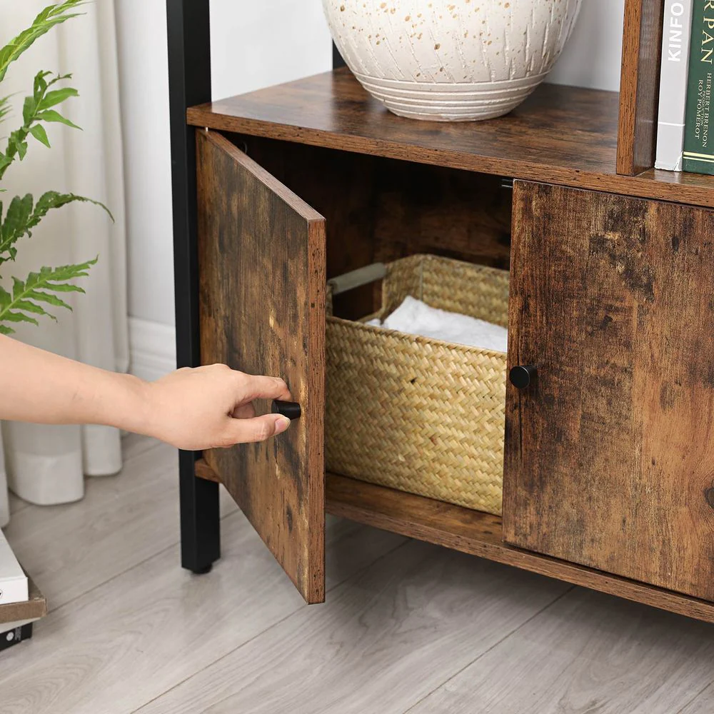 Boekenkast – Industriële Stijl – Modern Design – 4 Planken En Kast Met Deuren – 154,5 cm Hoog - Image 8