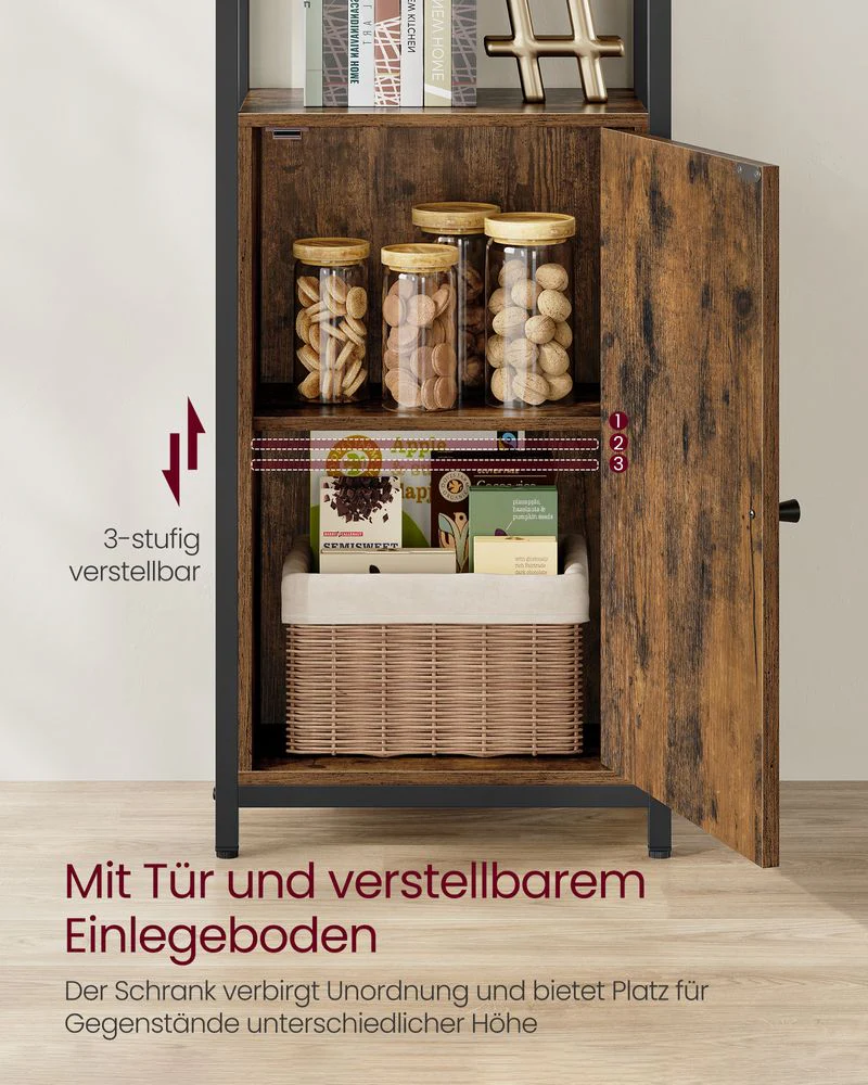 Boekenkast met Deuren en Verstelbare Planken – Industrieel Stijlvol Opbergmeubel voor Woonkamer of Kantoor - Image 11