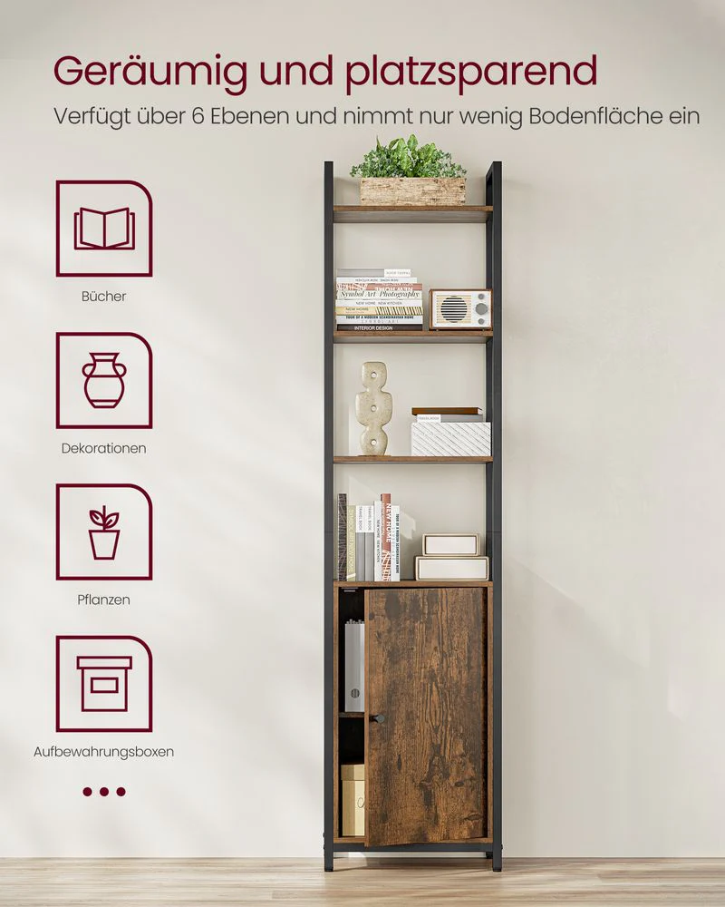 Boekenkast met Deuren en Verstelbare Planken – Industrieel Stijlvol Opbergmeubel voor Woonkamer of Kantoor - Image 12