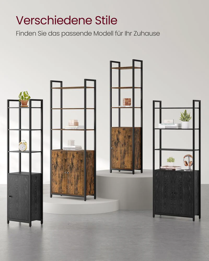 Boekenkast met Deuren en Verstelbare Planken – Industrieel Stijlvol Opbergmeubel voor Woonkamer of Kantoor - Image 15