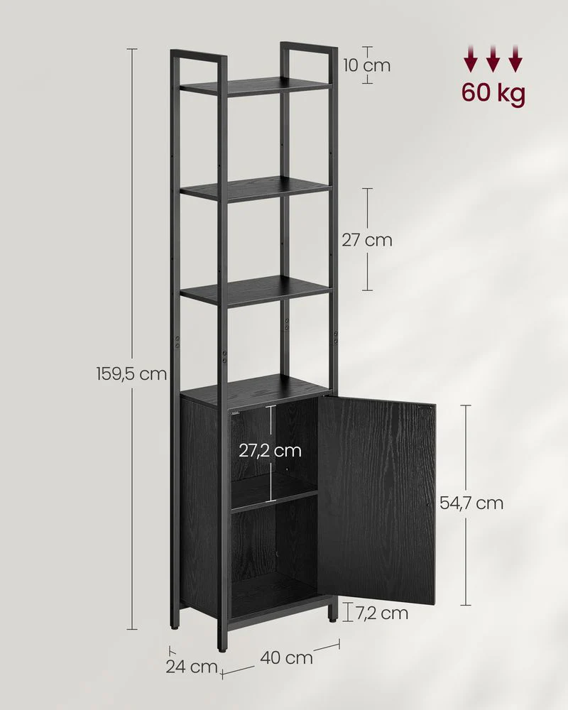 Boekenkast met Deuren en Verstelbare Planken – Industrieel Stijlvol Opbergmeubel voor Woonkamer of Kantoor - Image 16