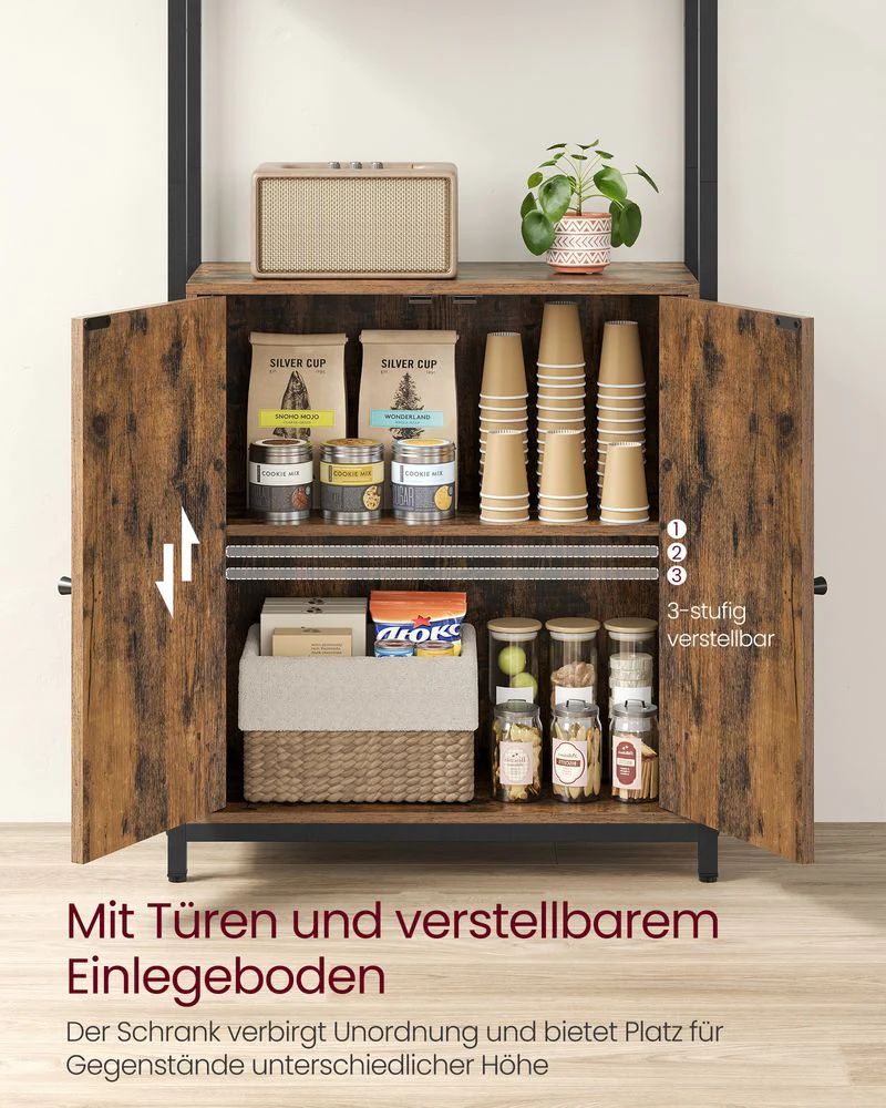 Boekenkast met Deuren en Verstelbare Planken – Industrieel Stijlvol Opbergmeubel voor Woonkamer of Kantoor - Image 8