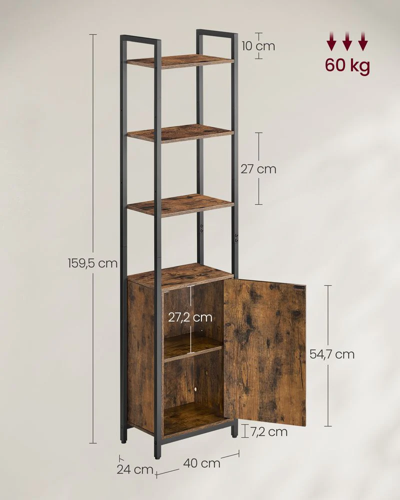 Boekenkast met Deuren en Verstelbare Planken – Industrieel Stijlvol Opbergmeubel voor Woonkamer of Kantoor - Image 9