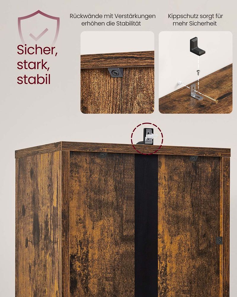 Boekenkast met Kast en Open Compartimenten – Smalle Opbergkast – Verstelbare Planken – MDF & Spaanplaat - Image 6