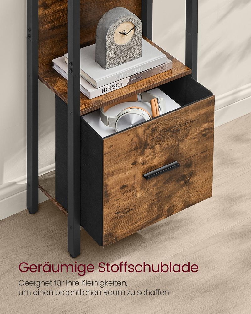Boekenkast met Lade – Ladderplank Industrieel – Opbergkast met 5 Niveaus – 165 cm Hoog - Image 4