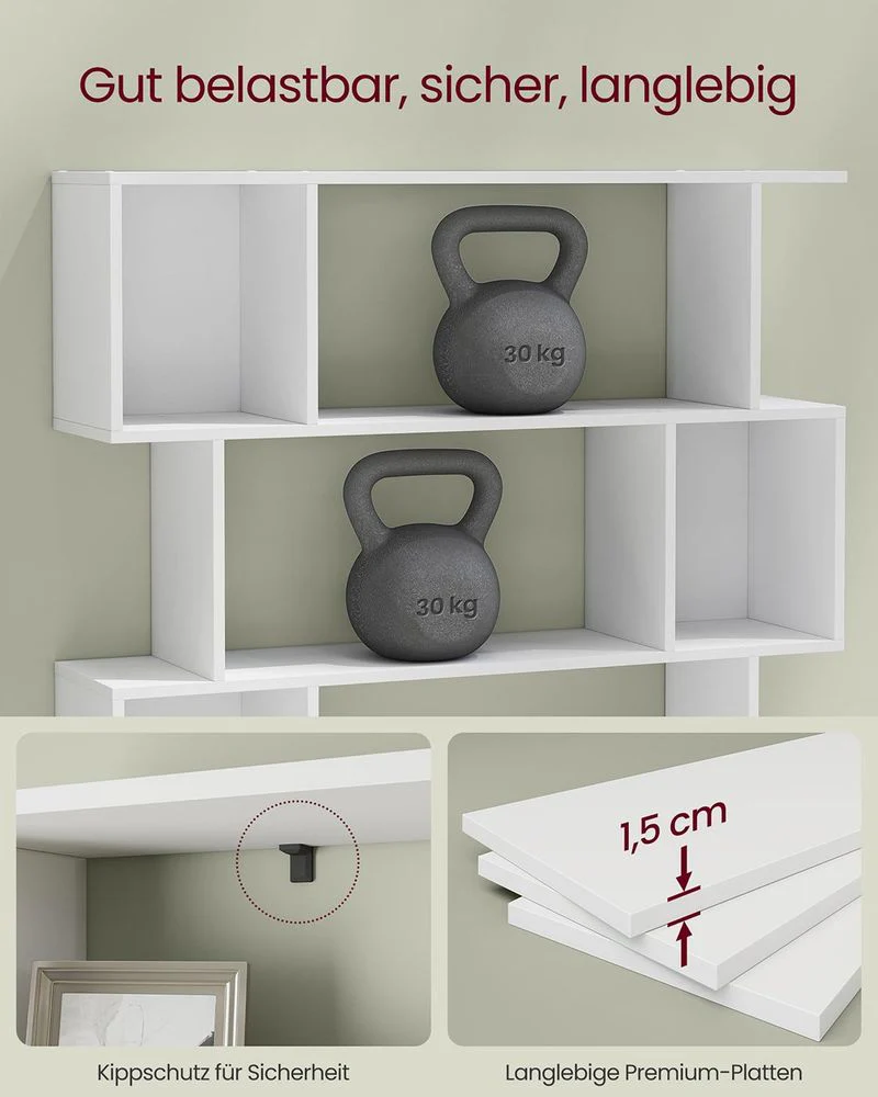 Boekenkast – S-vormig Design – 5 Niveaus – 90 cm Breed – 30 kg Draagvermogen per Niveau - Image 5