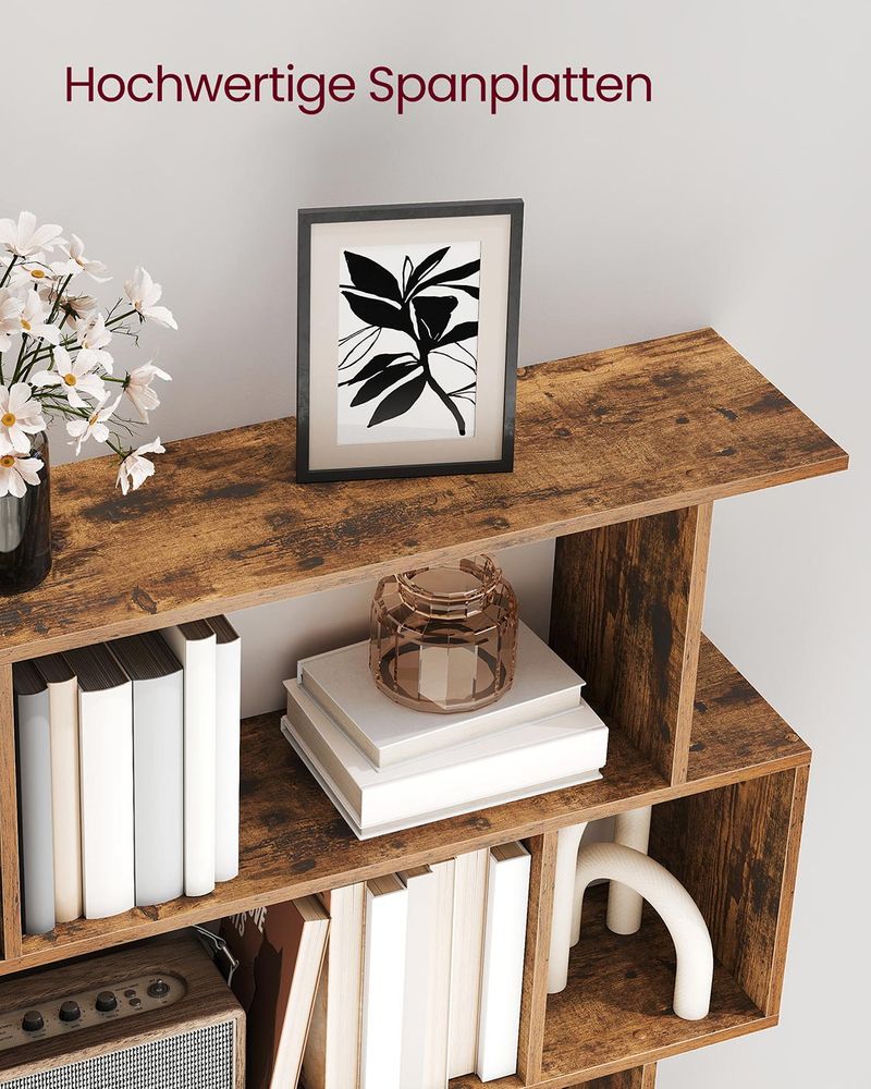 Boekenkast – S-vormig Design – 5 Niveaus – 90 cm Breed – 30 kg Draagvermogen per Niveau - Image 6