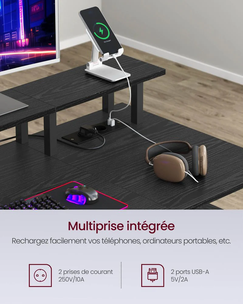 Bureau met Lades - Computertafel met USB en Stopcontact - Image 5