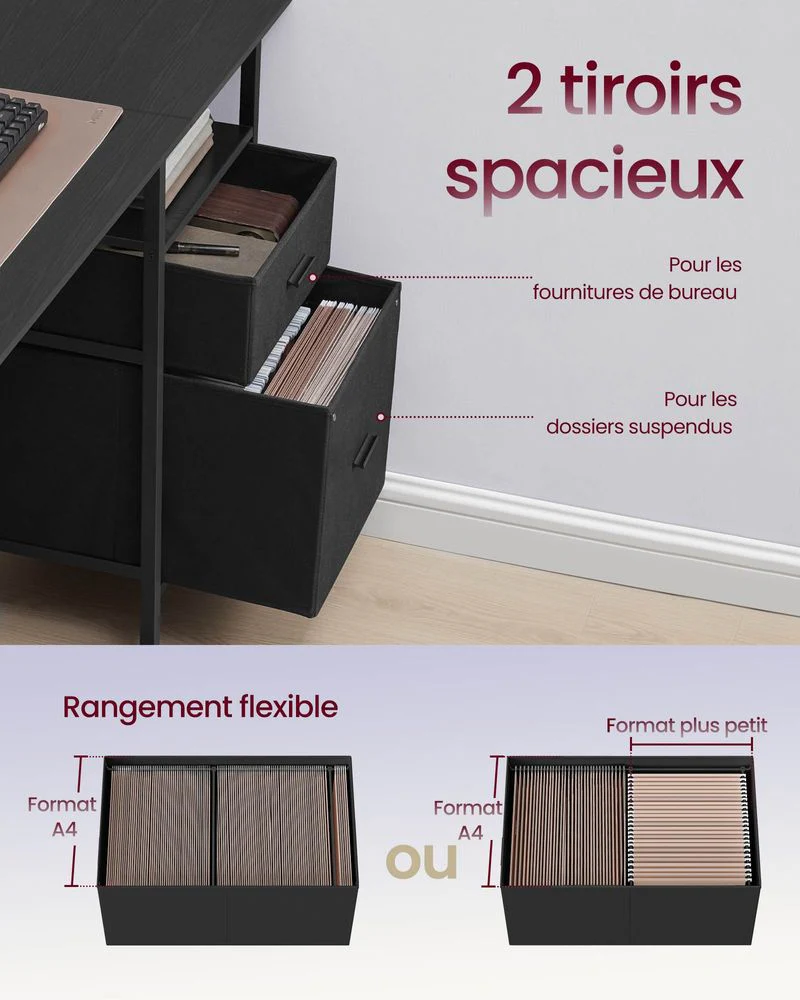 Bureau met Lades - Computertafel met USB en Stopcontact - Image 6
