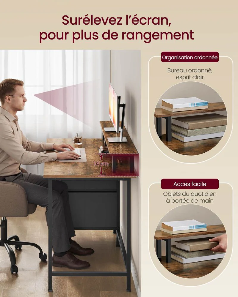 Bureau met Lades - Computertafel met USB en Stopcontact - Image 9