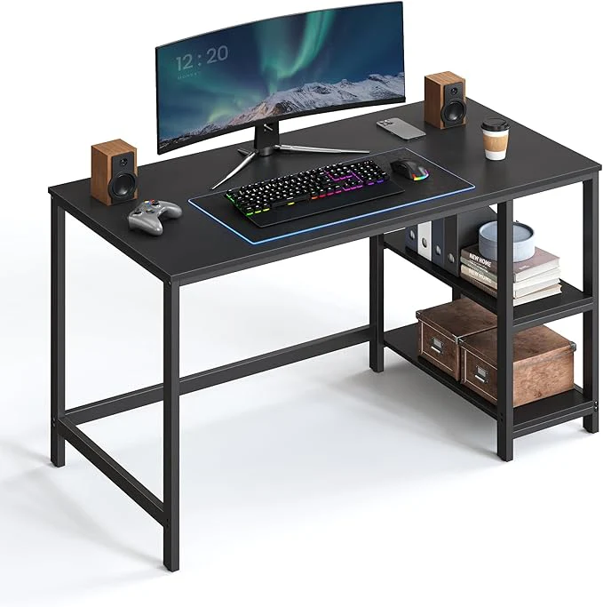 Bureau - Computertafel - Bureautafel met 2 legplanken rechts of links - Industrieel ontwerp - Image 11