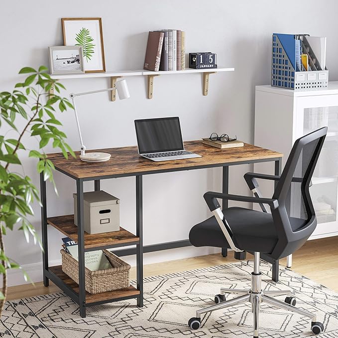 Bureau - Computertafel - Bureautafel met 2 legplanken rechts of links - Industrieel ontwerp - Image 7