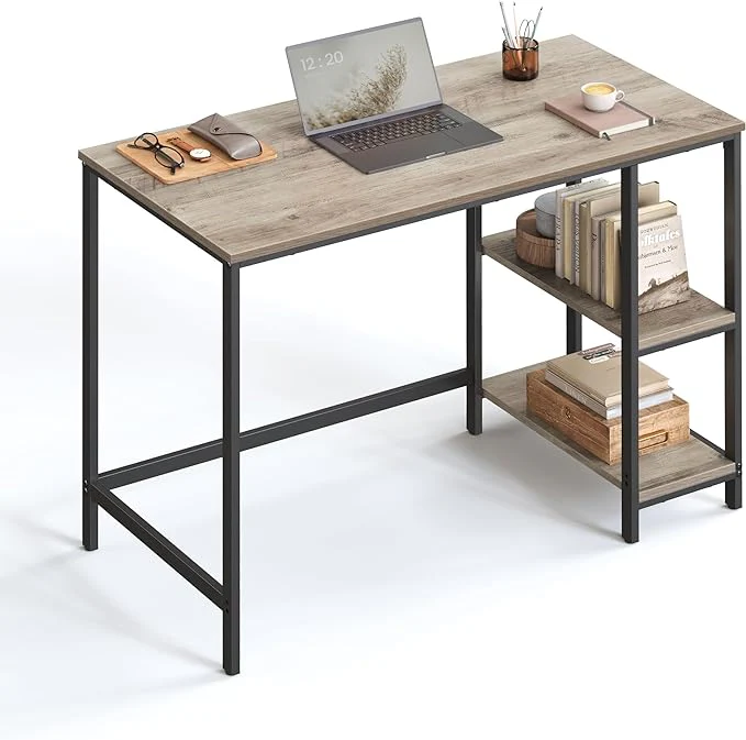 Bureau - Computertafel - Bureautafel met 2 legplanken rechts of links - Industrieel ontwerp - Image 9